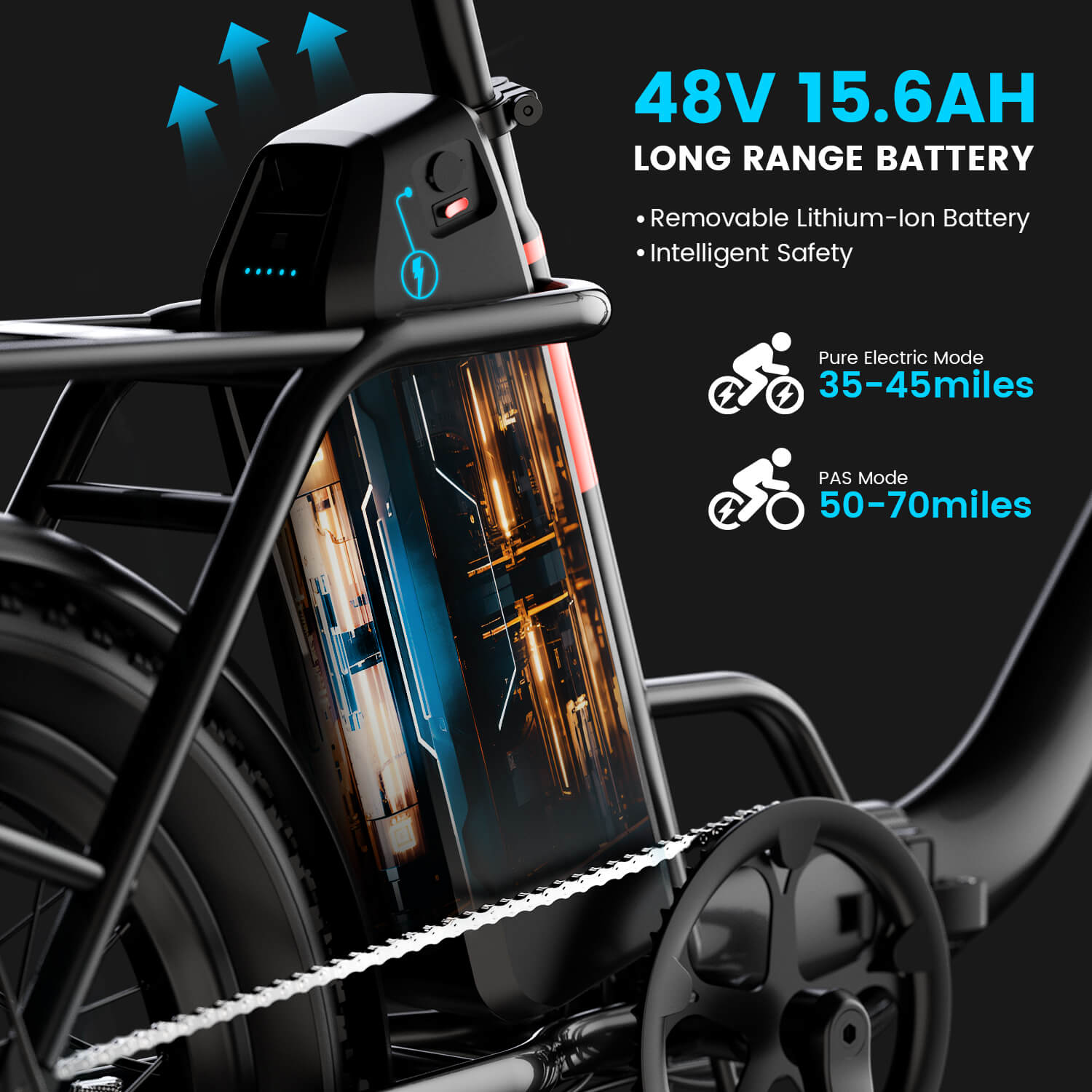 5TH WHEEL W11B 20" Fat Tire Electric Bike, Black photo 4