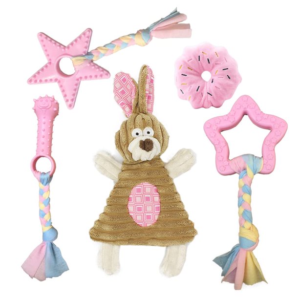 Juego de juguetes Volacopets para la dentición de cachorros para perros pequeños, paquete de 5