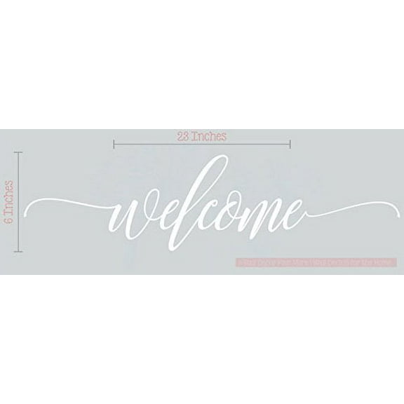 Welcome Hand Script Vinyl Art Wall Stickers Decals Porch Home Decor Lettering, 23 X 6 , White