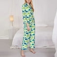 thumbnail image 3 of Goofa Cute Dinosaur Blue Green Printed Women’s 2 Piece Pajama Set Super,Pajamas Women's Long Sleeve Sleepwear Soft Button Down Loungewear Pjs Lounge Set Nightwear-XX-Large, 3 of 9