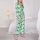 thumbnail image 3 of Fotbe Cute Dinosaur Blue Green Conjunto de Pijama de Manga Larga para Mujer con Estampado, Ropa de Dormir de 2 Piezas, Conjunto de Casa Suave y Cómodo con Bolsillos-Large, 3 of 7
