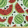 thumbnail image 2 of Ambesonne Green Abstract Fabric by the Yard Microfiber, Watermelon, 3 Yards, Dark Pink Evergreen and White, 2 of 2