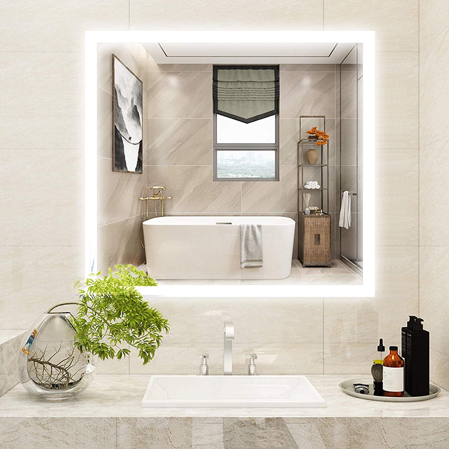 Vanity Art High Quality 30" Rectangular WallMounted Frameless LED