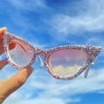 thumbnail image 2 of Fashion Rhinestone Sunglasses Women Pink Crystal Sparkling Diamond Cat Eye Sun Glasses Trendy Retro Party Sunglasses, 2 of 9