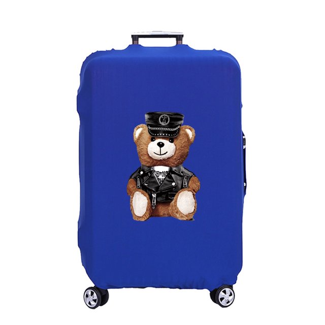 Luggage Cover Suitcase Protector Police Bear Print Thicken Elasticity Dust Cover Anti-Scratch Protective Set 18-32 Inch Trolley blue M