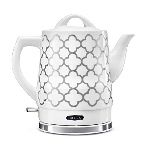 Silver Tile 14522 BELLA 1.2 Liter Electric Ceramic Tea Kettle with Detachable Base /& Boil Dry Protection
