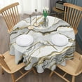 thumbnail image 3 of Marble Gold Grey Round Table Cloth,Wrinkle Resistant Table Cover with Polyester,Waterproof Reusable Tablecloths for Easter Birthday Picnic Wedding (Round,60x60inch), 3 of 6