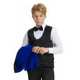 thumbnail image 5 of Boys Suit Set 3pc Velvet Satin Shawl Lapel Jacket With Matching Vest & Pants Free Shirt & Bow Tie-Slim Fit, 5 of 5