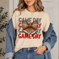 thumbnail image 6 of Game Day Football Bow Graphic T-Shirt, Unisex Classic Fit Crew Neck Tee, 6 of 9