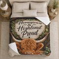 thumbnail image 4 of Homegrown Highland Cow Eucalyptus Wreath Rustic Proud, Cozy Friendship Quote Scene, Warm Flannel Blanket for Ranch House and Living Room, Art Lovers Friendship Gift, Artistic Home Decor, 4 of 7