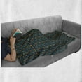 thumbnail image 5 of Geometric Soft Flannel Fleece Throw Blanket, Illustration of Repetitive Irregularly Triangular Shaped Motifs, Cozy Plush for Indoor and Outdoor Use, 70" x 90", Dark Teal and Multicolor, by Ambesonne, 5 of 5