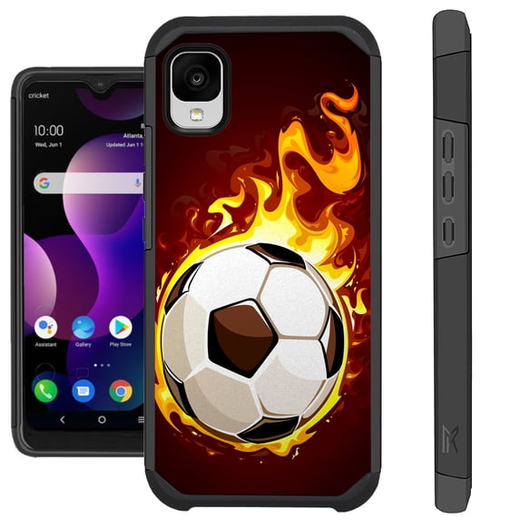 Compatible with TCL 30Z T602DL Hybrid Fusion Guard Phone Case Cover (Flaming Soccerball)
