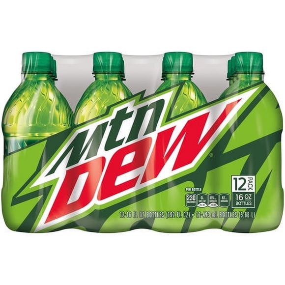 Mountain Dew Citrus Soda Pop, 16 fl oz, 12 Pack Bottles
