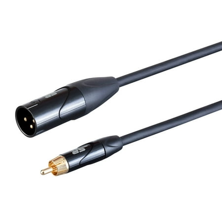 Stage 1 Tvs Kit - Monoprice XLR Male to RCA Male - 1 Feet - Black, Heavy Gauge 24AWG On Tour Cables, Gold Plated Connectors - Stage Right Series