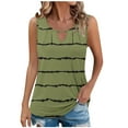 thumbnail image 2 of Ayolanni Army Green Women's Blouses on Sale 3 Sleeveless Striped V-Neck Tank Tops Girls Shirts L, 2 of 2