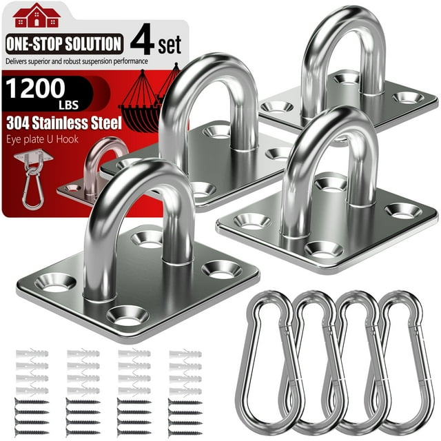 Ganchos de Techo Sprookber de Acero Inoxidable 304 con Ojo de Placa y Mosquetón