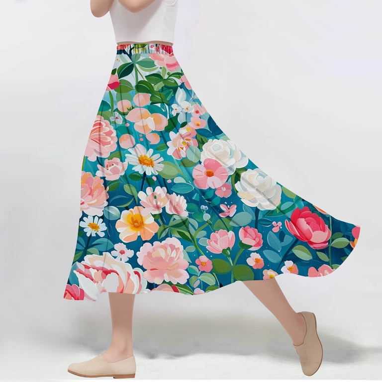 Women High Waisted Flowy Skirts Fashion Boho Floral Dresses Elegant Outfit Spring Summer - Walmart.com Women High Waisted Flowy Skirts Fashion Boho Floral Dresses Elegant Outfit Spring Summer - Walmart.com