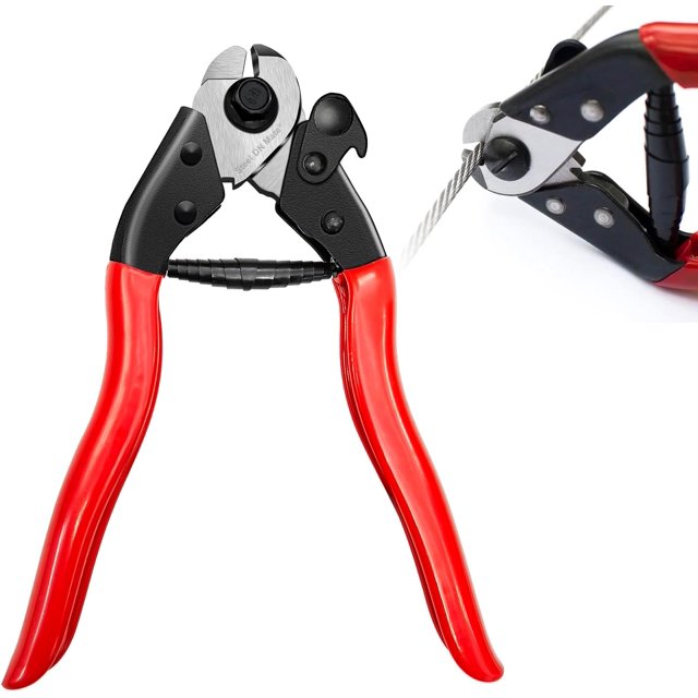 fuzhong-7.6" Steel Wire Cutter Heavy Duty Stainless Steel Cable Up to 5/32" for Deck Stair Railing Wire Seals & Bicycle Cable Sharp & Precise One-Hand Operation Strong Steel Cable Cutters CC-11
