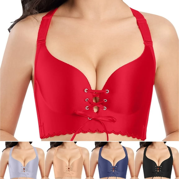 ATENAR Womens Bras,Push Up Bra,Supportive Bras for Women,Stretch Fabric,Breathable,Solid,Nylon,Spandex,Red,40A