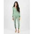 thumbnail image 2 of Leveret Womens Two Piece Cotton Pajamas Striped Green and White S, 2 of 3