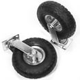 thumbnail image 2 of XtremepowerUS 10" Pneumatic Casters Set of 4 (2 Swivel/2 Rigid), Heavy Duty Casters, 1200 Pound Max Weight Capacity, Rubber Knobby Tread For Workbench, Cart, Trolley, Wagon & Shelves, 2 of 5