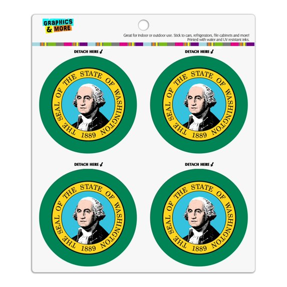 State of Washington Flag Refrigerator Fridge Locker Vinyl Circle Magnet Set