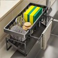 thumbnail image 4 of Soporte de esponja de cocina, escurridor, organizador de fregadero para almacenamiento de paño de cocina con gancho para colgar,BLANCO, 4 of 7