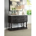 thumbnail image 4 of ACME Gerardo 4-Drawer Wooden Marble Top Server in White and Weathered Espresso, 4 of 5