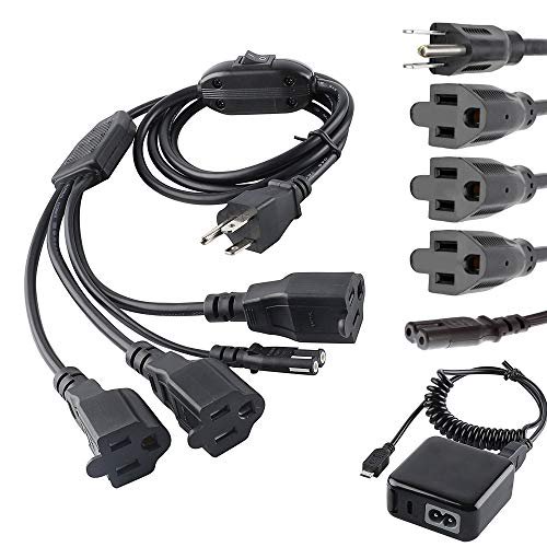 1to3Outlet AC Extension Cord Multi Outlet Splitter w/USB Adapter and