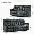 thumbnail image 5 of Bonzy Home Recliner Sofa Set — Reclining Loveseat & 3-Seat Sofa with Center Storage, Cup Holders & Wide Backrests, Gray, 5 of 6