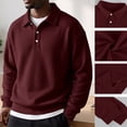 thumbnail image 3 of Dwellite Mens Casual Waffle Polo Shirts Button Collared Shirts Long Sleeve Sweater Fall Winter Solid Color Clothes Wine XL, 3 of 10