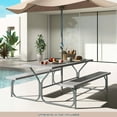 thumbnail image 4 of Costway 6 FT Picnic Table Bench Set Outdoor Dining Table & 2 Benches with Metal Frame Grey, 4 of 10