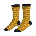 thumbnail image 4 of Crew Socks for Women Men, funny bees honeycombs yellow  Moisture Running Athletic Football Striped Socks Cushion Tube Socks, 4 of 7