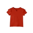 thumbnail image 5 of CCRFTGI Shirts for Girls 10-12 Ruffle Short Sleeve Casual Tee Shirt Girls Fashion Little V Neck Summer Shirts Basic Tees Red 3-4 Years, 5 of 6
