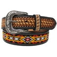 thumbnail image 2 of 35-36  Western Antique Basket Weave Tooled Beaded Full-Grain Leather Belt 26FK52, 2 of 4