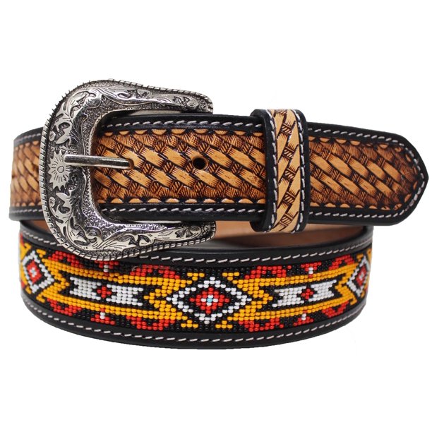 29-30 Western Antique Basket Weave Tooled Beaded Full-Grain  display picture 2