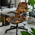 thumbnail image 3 of ZIATUBLES 5 Piece Office Chair Cover Set Includes Stretchable High Back Cover with Armrest Protectors, Remote Control Holder and Tissue Box Organizer, Pumpkin Sunflower, S, 3 of 7