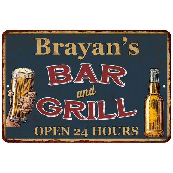 Brayan's Green Bar and Grill Sign 8 x 12 High Gloss Metal 208120044540