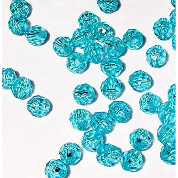 JOLLY STORE Crafts 8mm Faceted Round Beads Light Turquoise 500pc made in USA