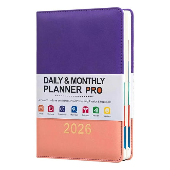 2026 Planner, Daily Weekly and Monthly Calendar Planner Book, 2026 January-December, Bound A5 Planning Book,Cute Goal Habit Tracker for Office Home School Supplies for Women Men