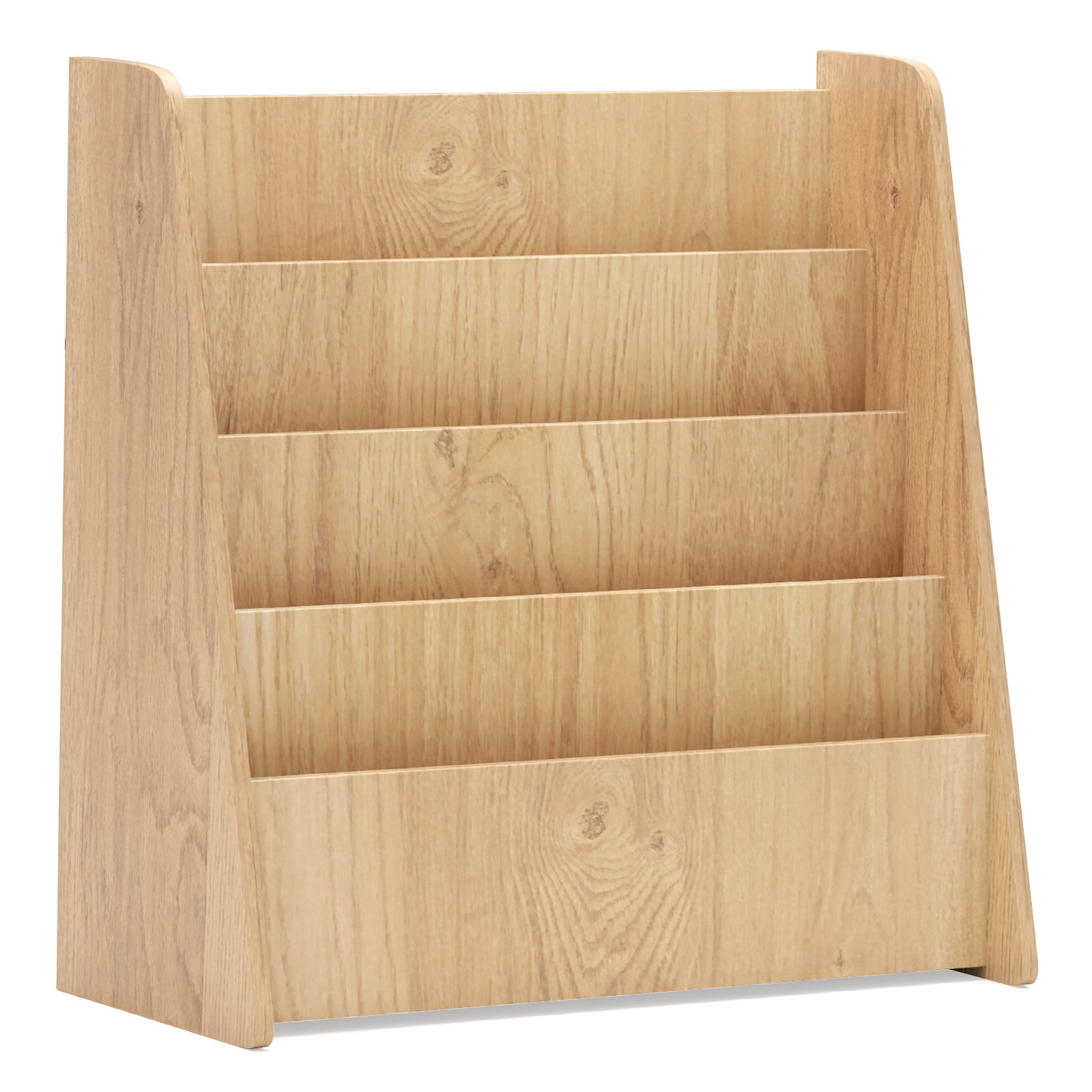 Costway 4-tier Kids Wooden Bookshelf Toddlers Book Rack with Deep Shelves Natural
