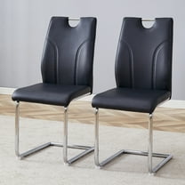 Sumdeal Modern Black Pu Leather Dining Chair Set with Silver C-shaped Metal Legs,Set of 2