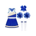thumbnail image 3 of YiZYiF Ensemble de 5 Pcs pour Filles, Tenue de Cheerleading, Uniforme de Cheerleading Scolaire, Robe de Danse Musicale, Bleu 14, 3 of 5