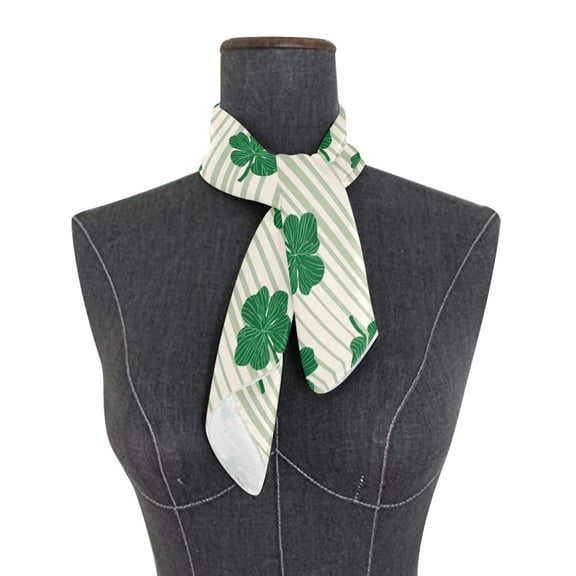 Square Scarf 24x24 Inch Lucky Four-leaf Stripes Silky Satin Sun Protection Neck Scarf for Women Multi-Purpose Head Wrap Bandana for Hair Bag Decoration