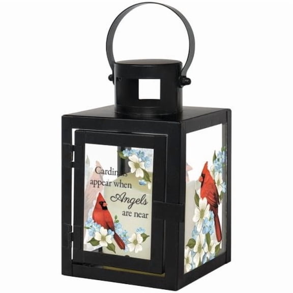 Carson Home Accents 9.5 x 4 x 4 in. Lantern with LED Candle & Timer Cardinals Appear