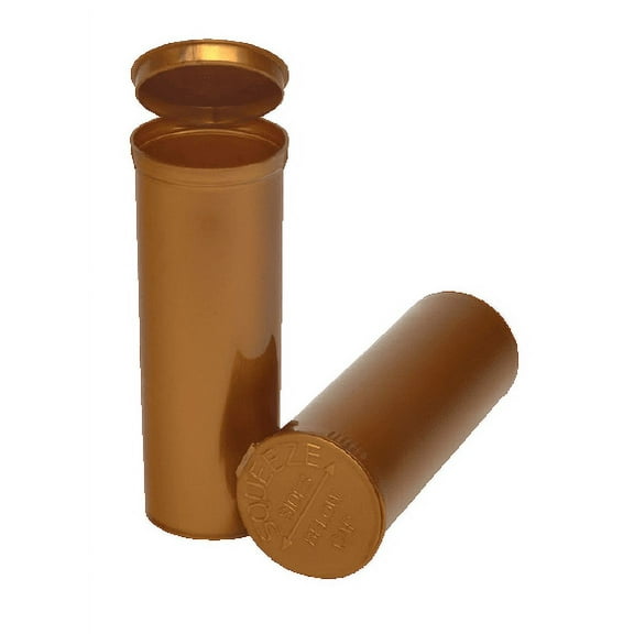 Philips Empty Prescription Pop Top Vial Made in USA Pack of 75 Dry Herb Containers with Child Resistant Solid Gold Color 60 Dram Medical Pharmacy Pill Bottles
