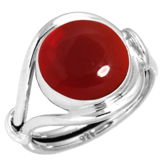 925 Silver Ring For Women - Men Red Garnet Quartz Stone Silver Ring Size 11.5 January Birthstone Simple Silver Ring Size 11.5 Gift For Ladies On Engagement 925 Silver Jewelry With Gemstone