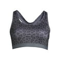 thumbnail image 5 of Avia Pullover Racerback Striped Sports Bra for Women, Medium Impct, Black Leopard Print, Size L, 5 of 5