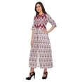 thumbnail image 3 of Moomaya Printed Front Slit A-Line Kurtis For Women Short Sleeve Summer Kurta, 3 of 5