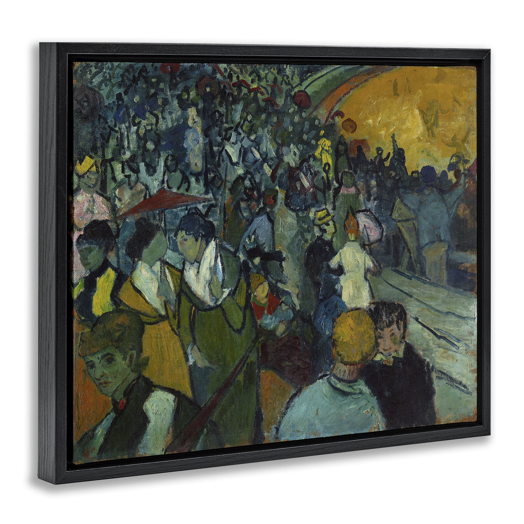 Stupell Industries Classical Van Gogh Arena People Painting Black Floater Framed Canvas Art Print Wall Art, 21 x 17